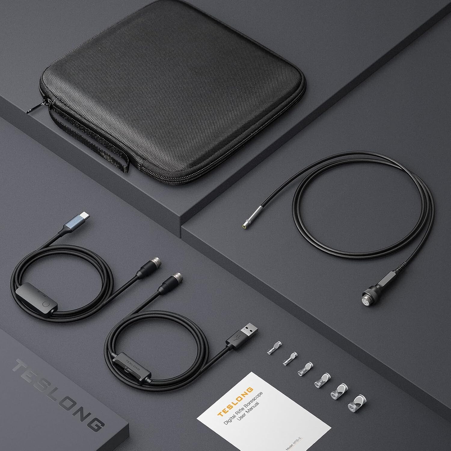 Teslong USB C 45inch Flexible Rifle Borescope Gun Cleaning Camera Fits .20 Calib