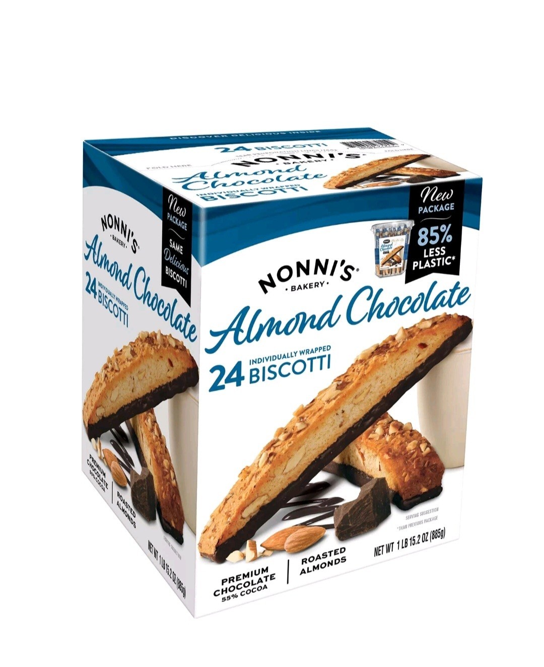 Nonni's Almond Chocolate Biscotti 24 Count Box –1lv 15.2 Oz FREE SHIPPING