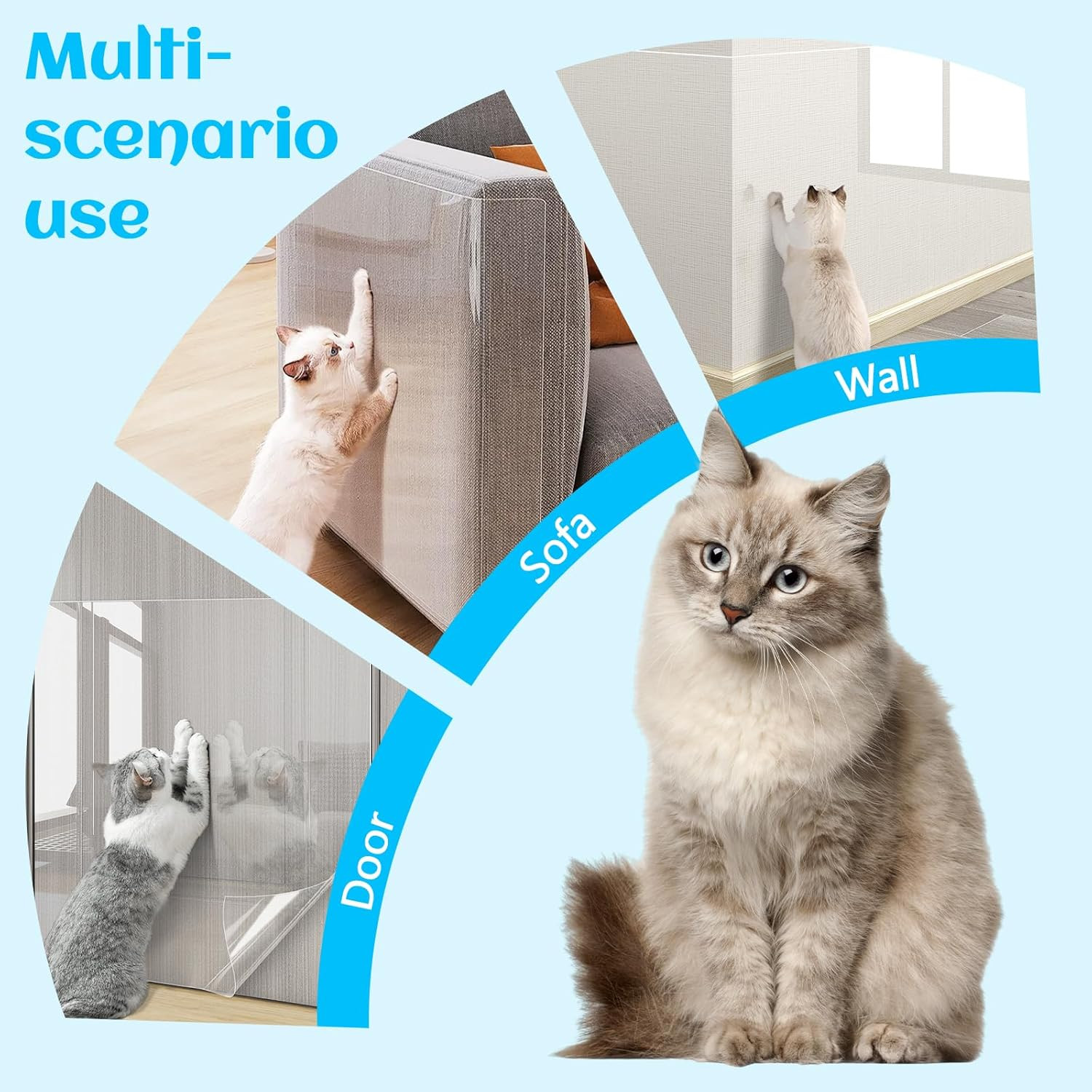 Cat Scratch Furniture Protector Mat for Couch, Wall & Door Protection 7.87"x118"