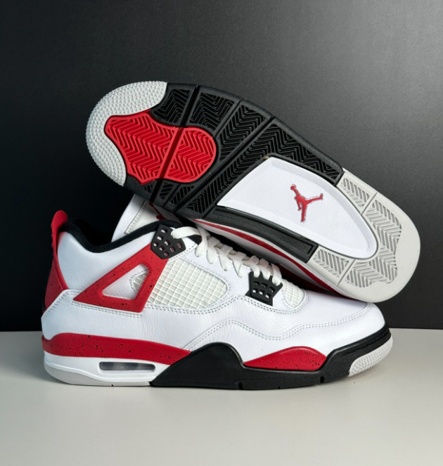 Men's Jordan 4 "Red Cement" Mid Top Retro Basketball Shoes US Size 7-12