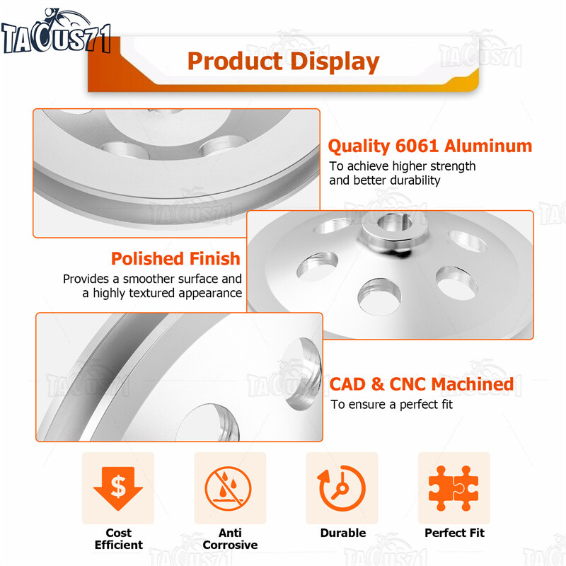 Billet 1V Power Steering Pump Pulley Key Way for SBC BBC Chevy Short Water Pump