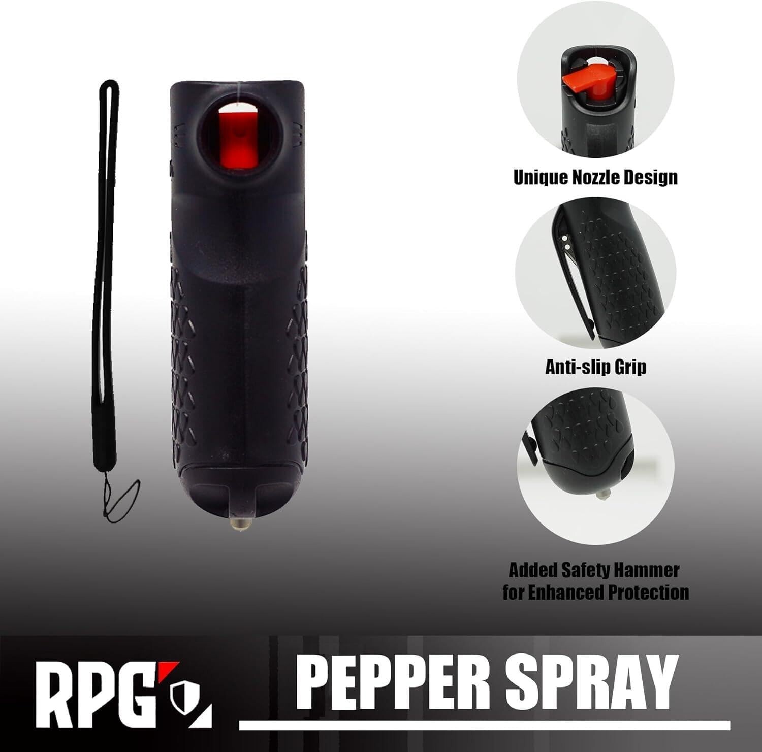 3-in-1 Pepper Spray Keychain – Window Breaker, Seatbelt Cutter, USA Made - Black