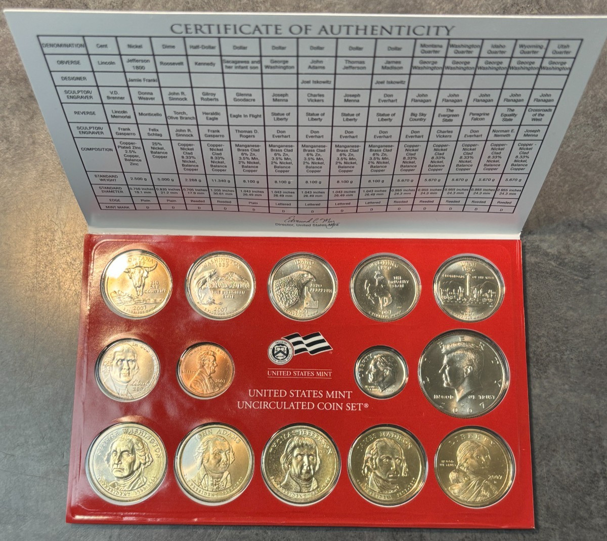 2007 P & D US Mint Complete Uncirculated Set 28 Coins w/ COA