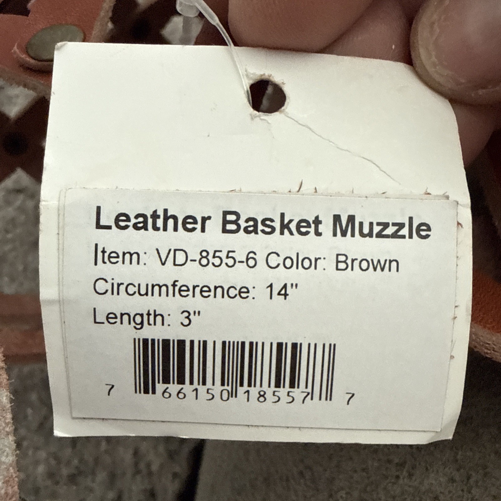 Secure Genuine Leather Basket Dog Muzzle 14" Circumference, 3" Snout Length