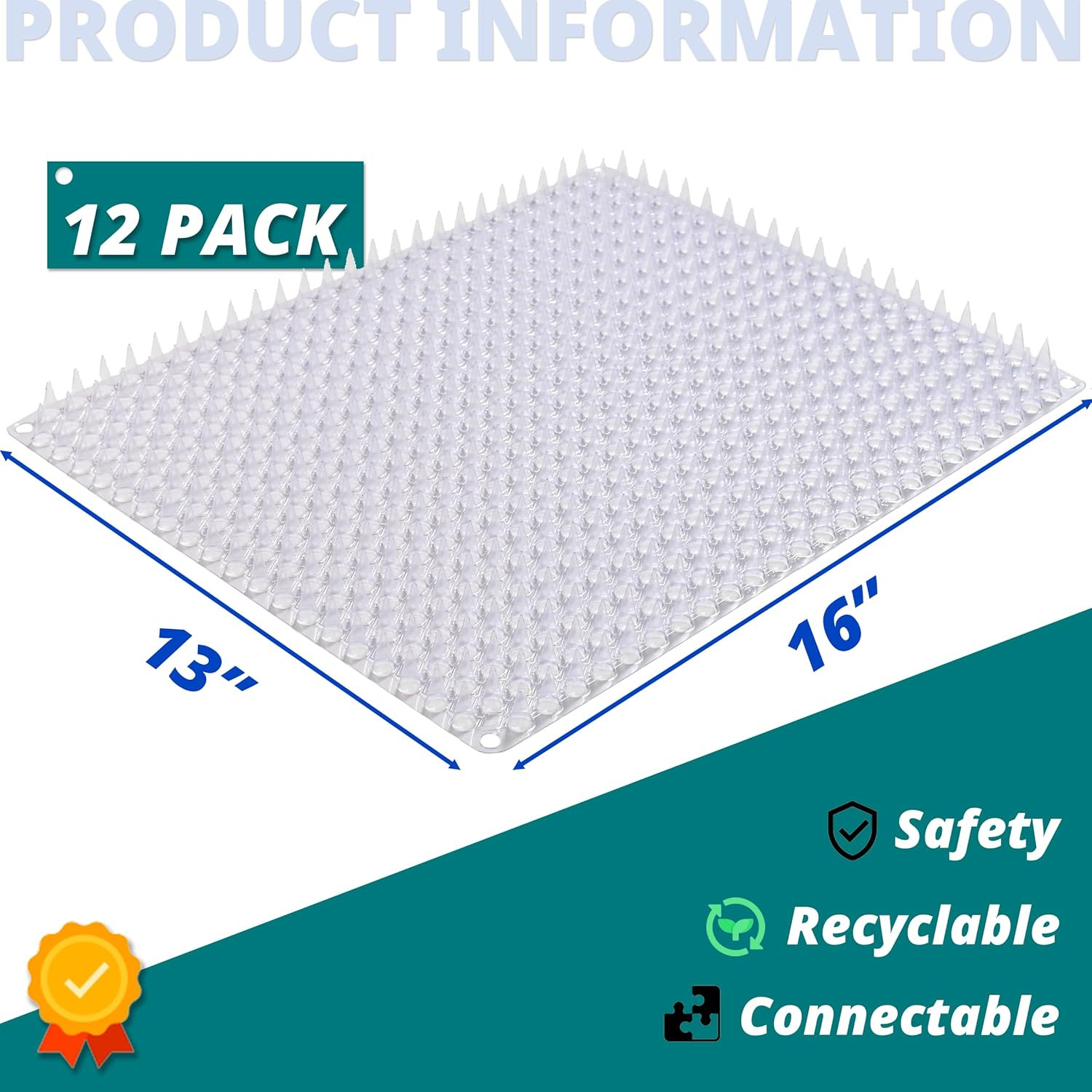 12 Pack Scat Mat for Cats – 16 X 13 Inch Cat Spike Mat with 1 Inch Spikes