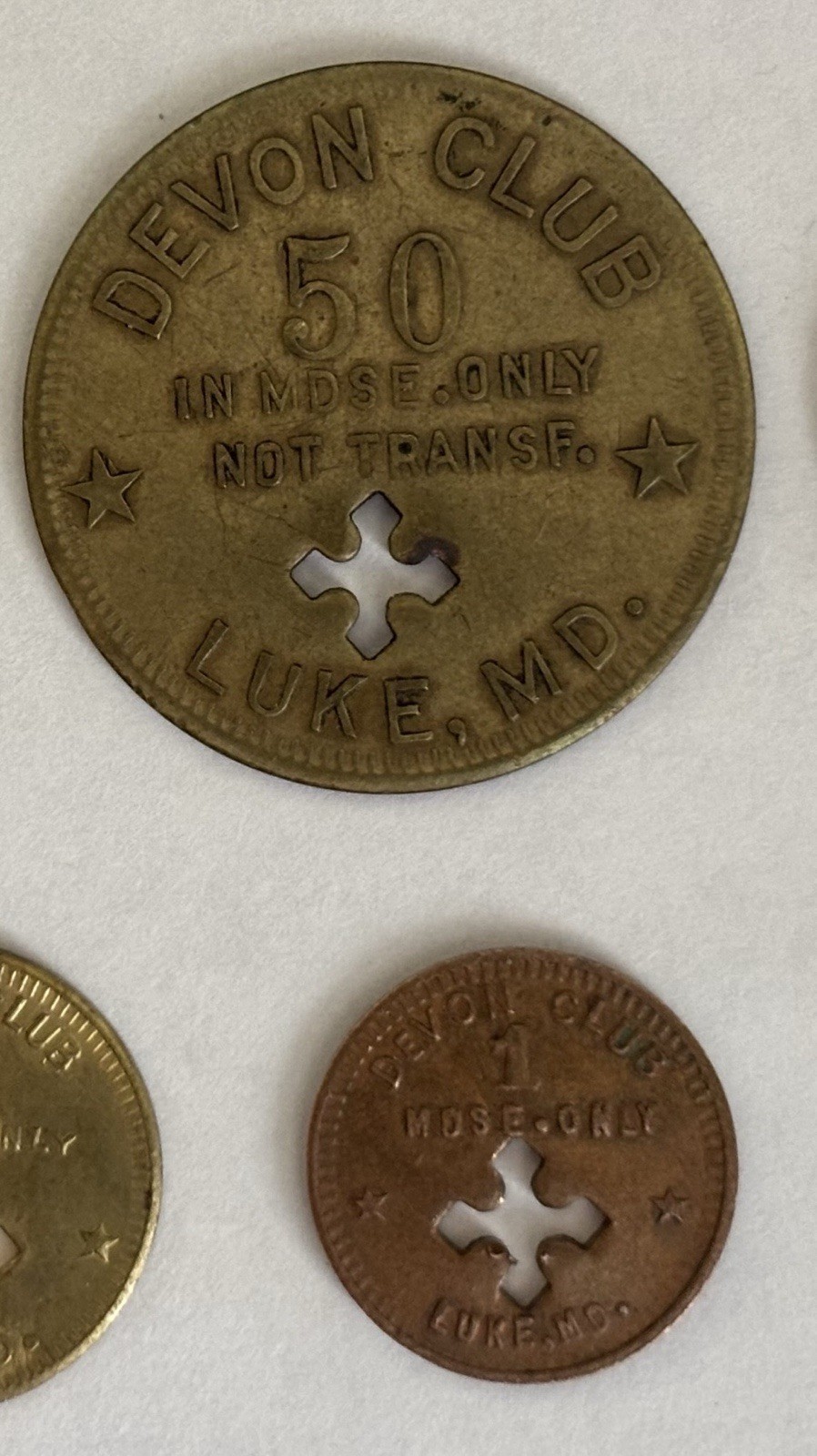 1911 Luke Maryland Devon Clubhouse script Tokens Entire Set coal mine Westvaco