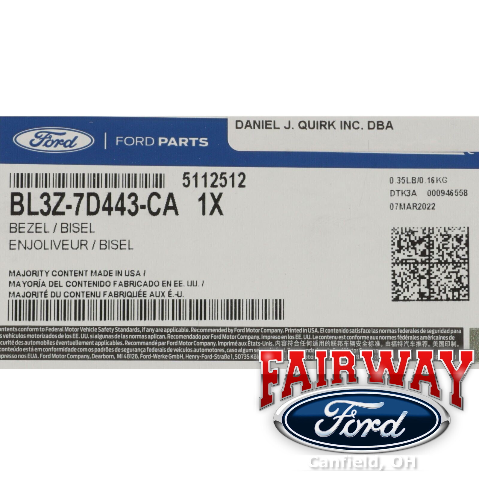 11 thru 14 F-150 OEM Ford Shifter Gear Selector Cover BL3Z-7D443-CA Raptor Only