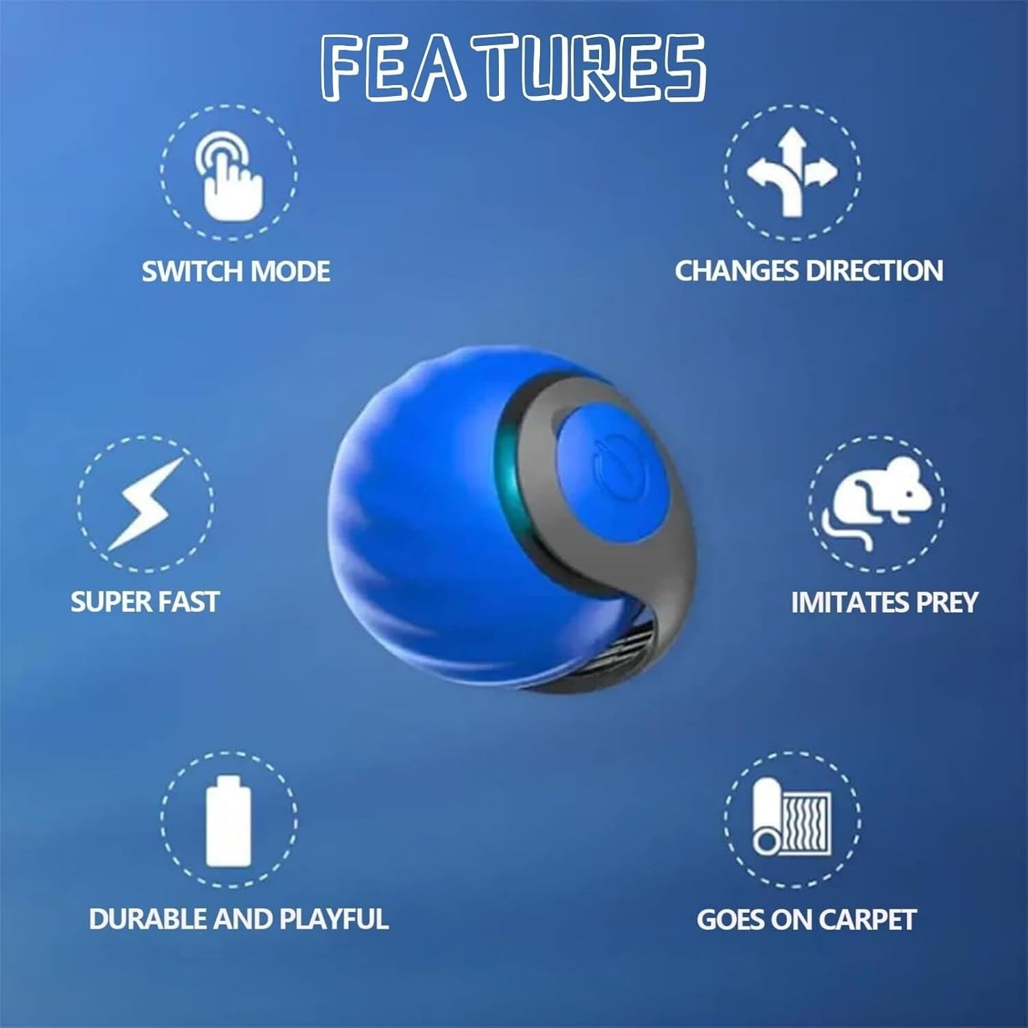 2X-Speedy Tail Interactive Cat Toys Ball Moving Cat Toy Automatic Rolling Ball