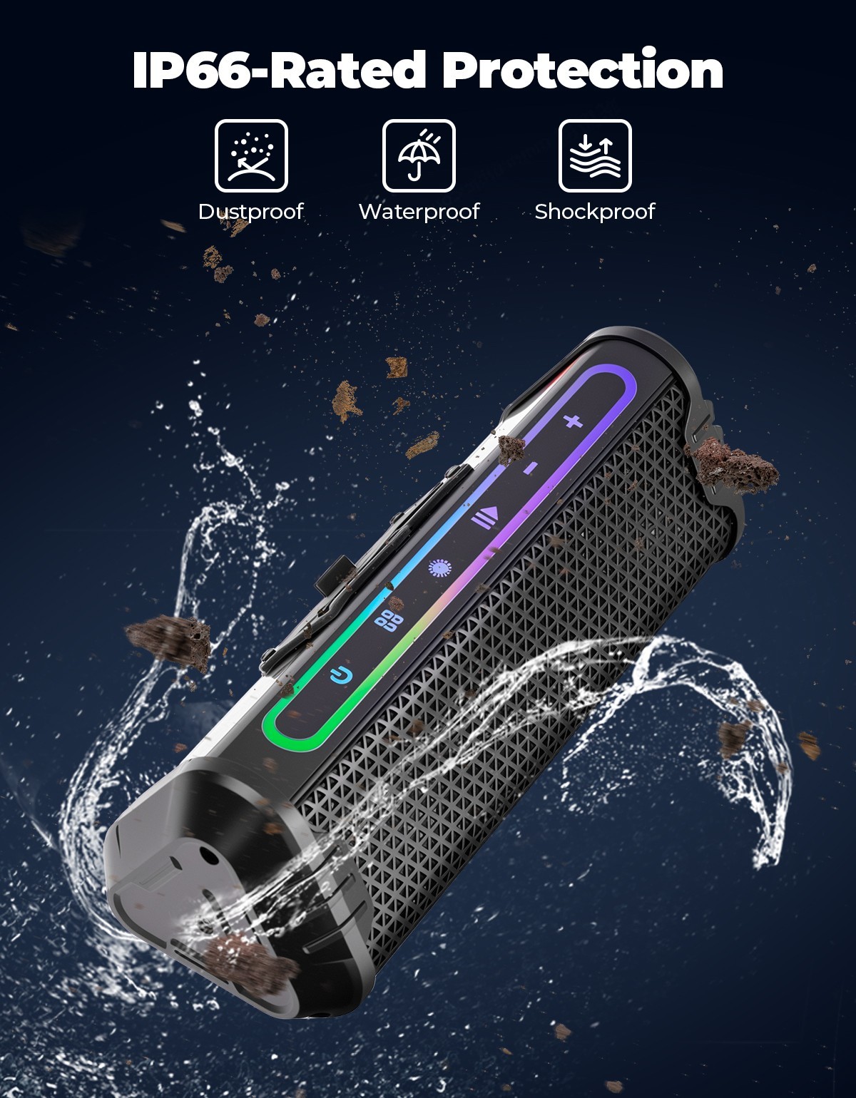 Motorcycle Soundbar Bluetooth Stereo Speakers Audio System w/ RGB Light ATV UTV