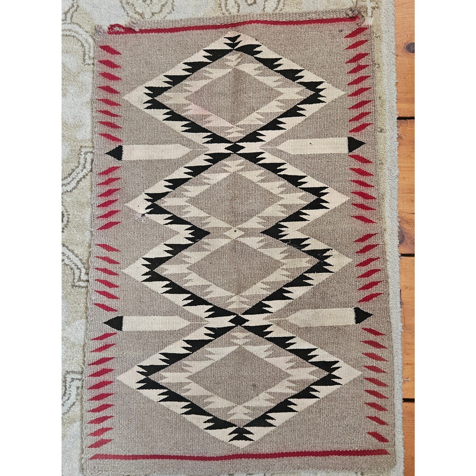 Authentic Early 1900's Navajo American Indian Rug, 24" x 36"