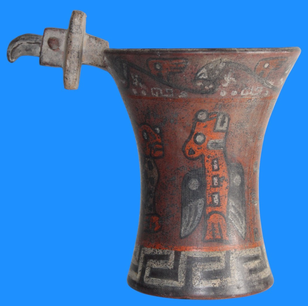 Museum Replica of a Pre Columbian Artifact Peru Big Tiahuanaco Condor Beaker B09