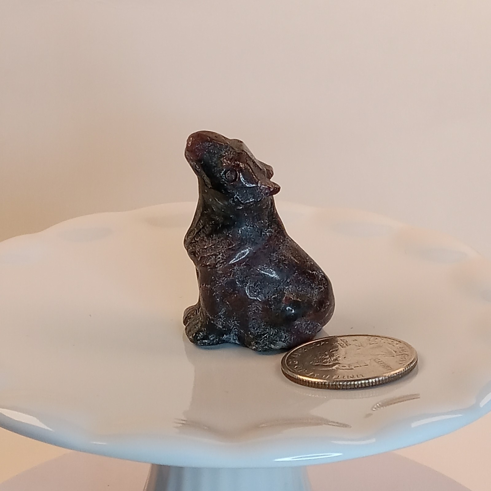 Garnet Astrophyllite Crystal Wolf Carving Polished 28g | F38