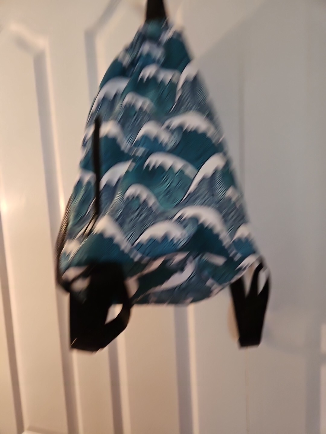 Risefit Drawstring Backpack with Mesh Pockets String Gym Bag Blue Waves