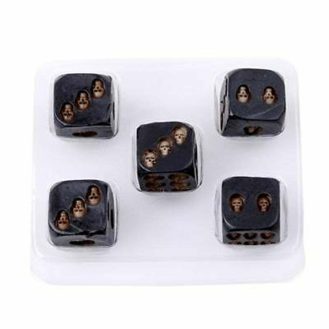 5 Skull Dice Set, Death Dice, Oddities, Curiosities, Skulls, Halloween Games