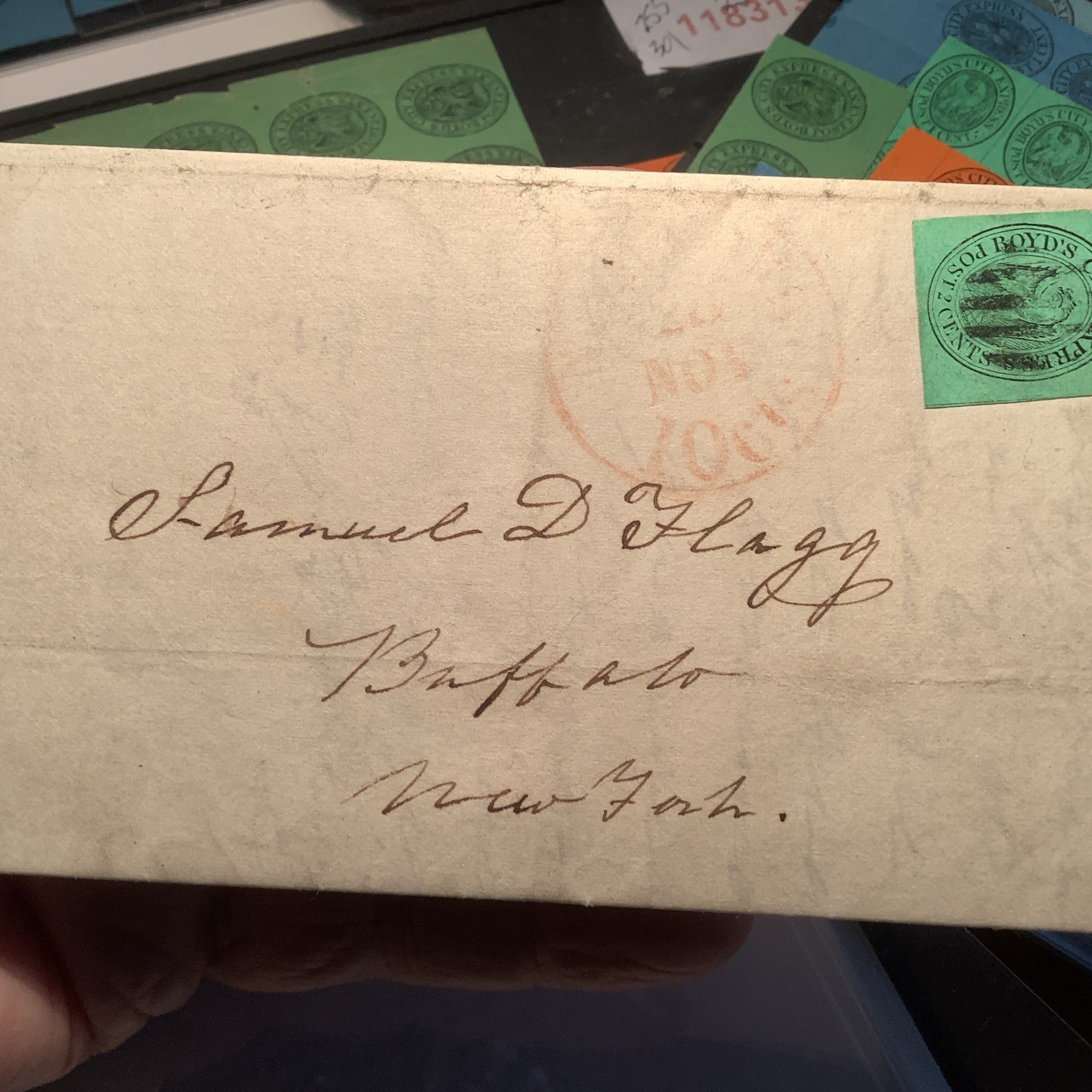 US Local Post Cover Scott #20L4 Boyd's City Express Post. 1845  + Letter Inside