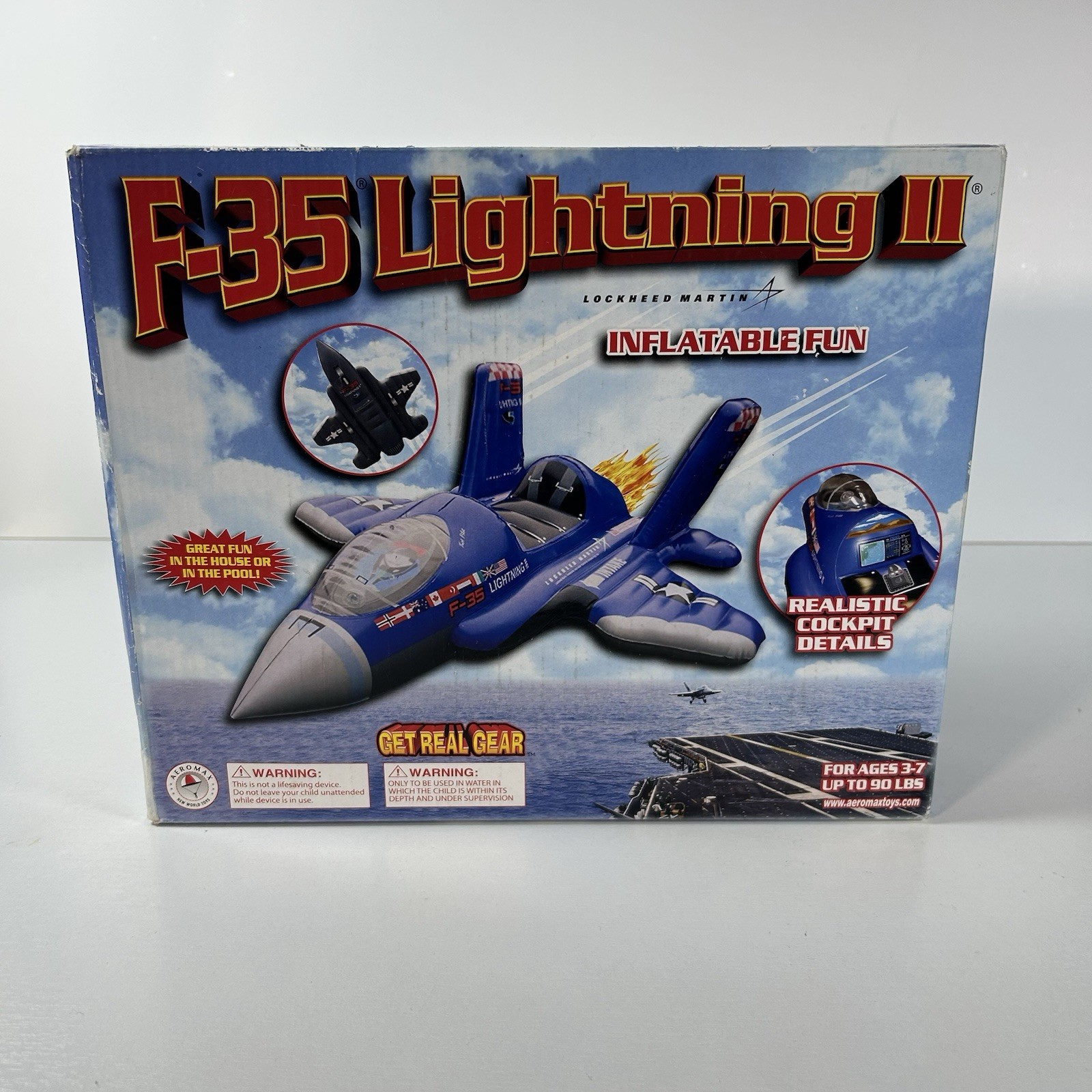 Inflatable Aeromax F-35 Lightning II Fighter Plane Pool Toy 5 Ft Sealed In Box
