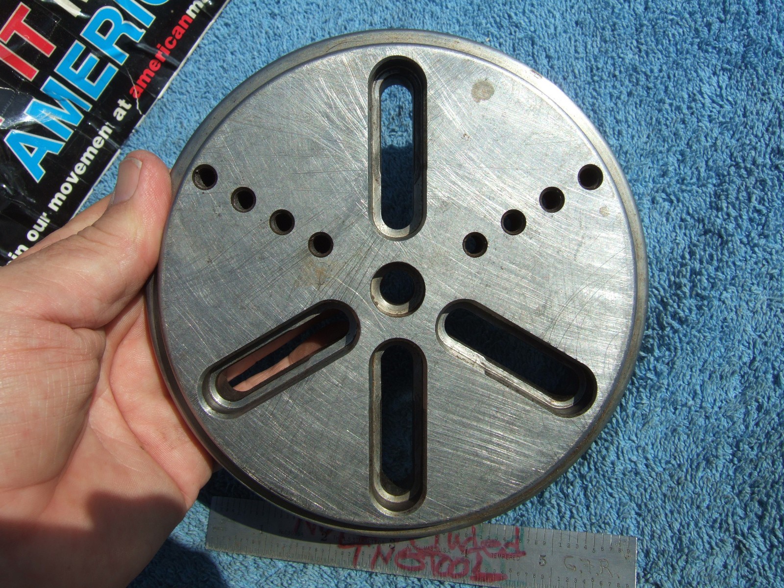 FIXTURE PLATE ROUND 6 inch TAPPED XLNT TOOLMAKER MACHINIST INSPECT GRIND MILL