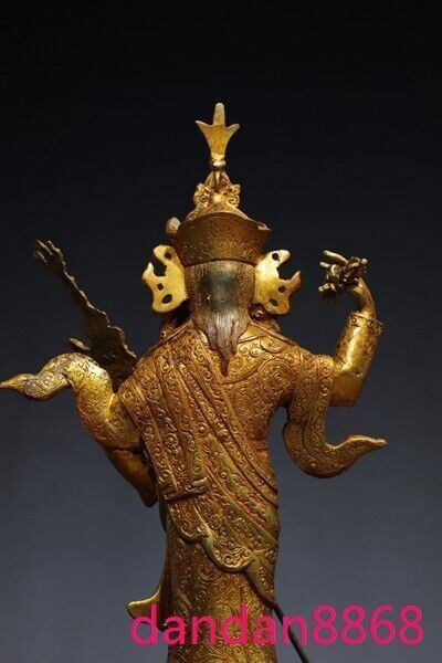 13.2"Tibet Buddhism temple bronze Gilt Guru Rinpoche Padmasambhava Buddha Statue