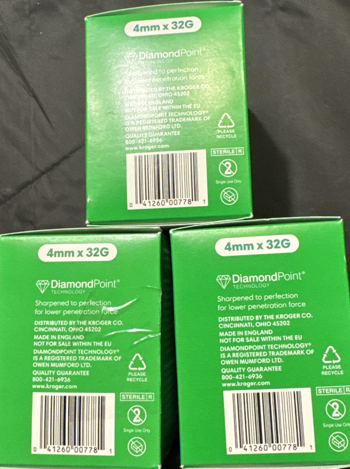 Disposable Capped Needles 4mm X 32 Ga 100 Box 3 Boxes Exp 6/28/29, 300 Total Ct.