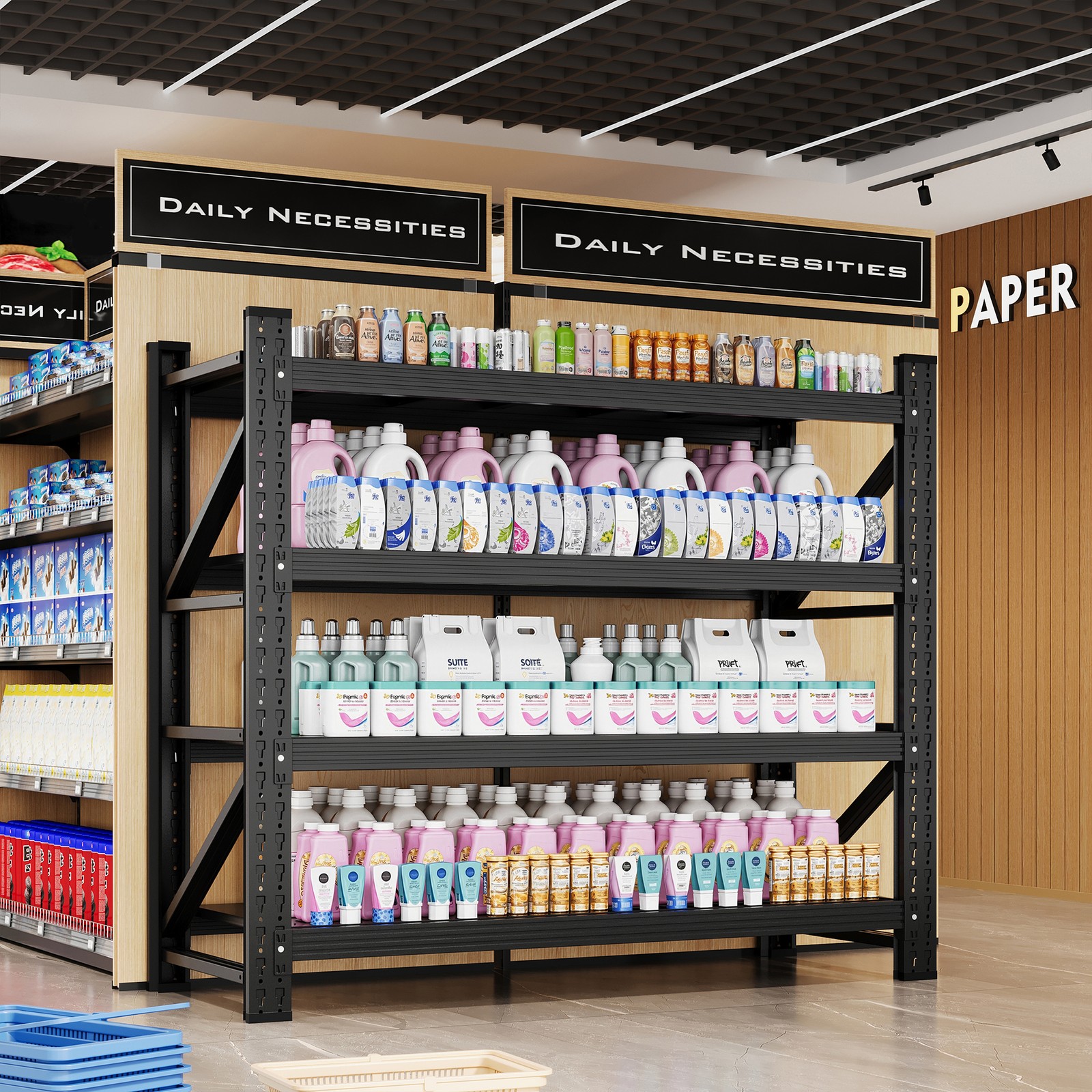 Industrial Garage Storage Shelves 40"W, Heavy Duty Adjustable Steel Rack