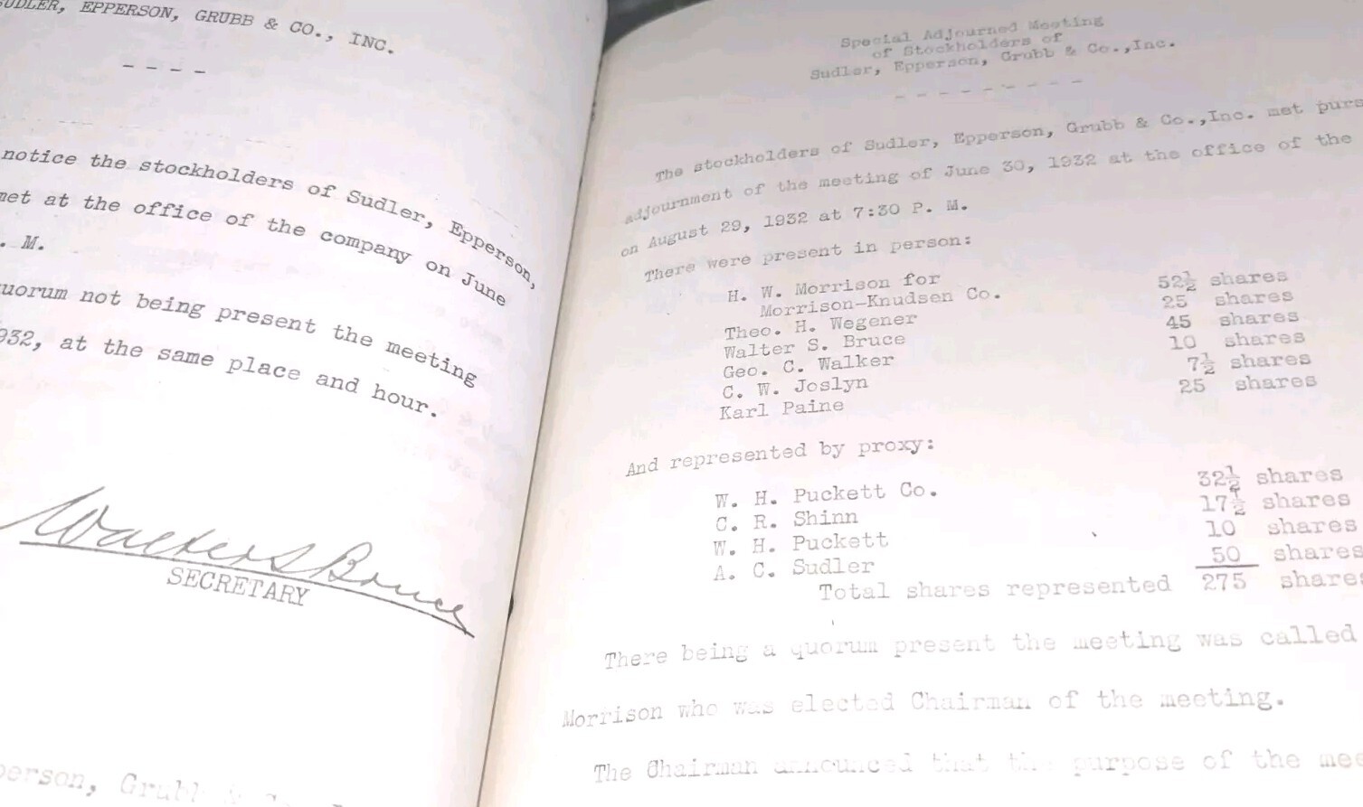 Board Of Directors Legal Minutes Sudler,Epperson,Grubb & Co. E.A. Pierce & Co