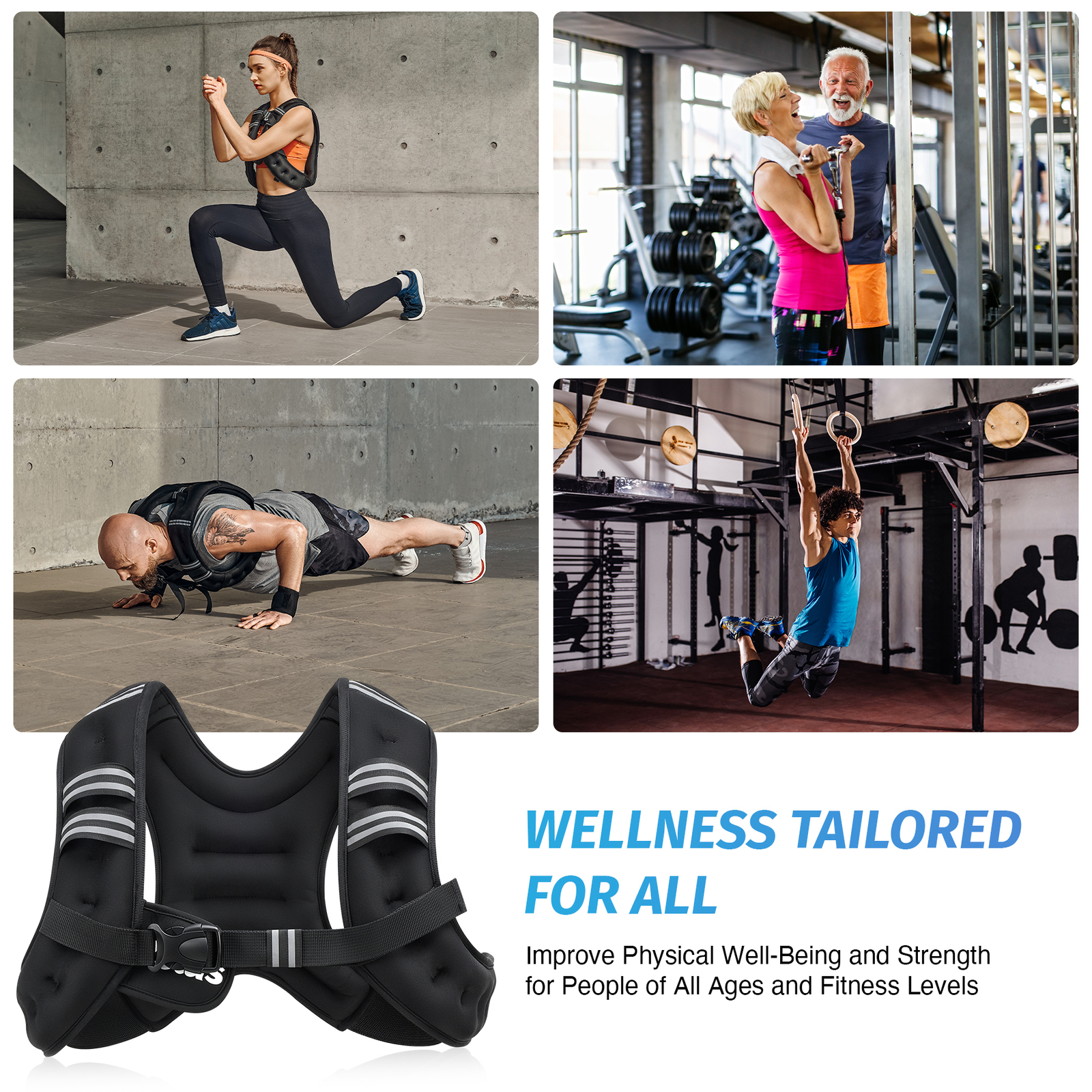 ZELUS Weighted Vest 6lb/8lb/12lb/20lb/25lb/30lb Weight Vest w Reflective Stripe