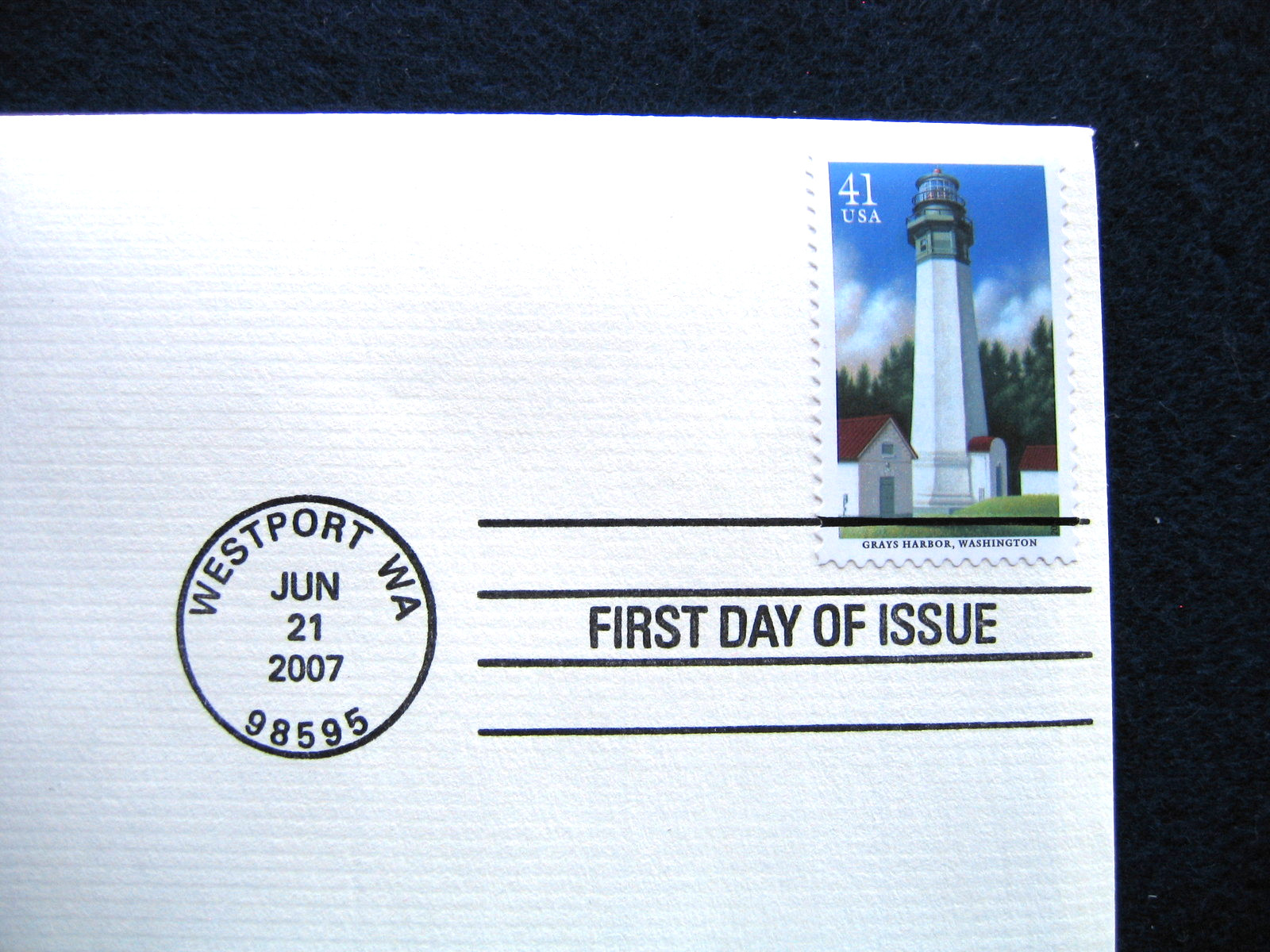 2007 Lighthouses Grays Harbor Washington replica Gold Golden Cover Stamp