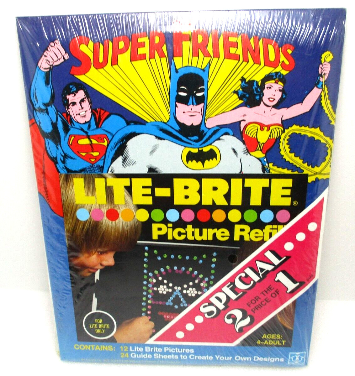 1980 LITE BRITE SUPER FRIENDS / HEROES REFILL SEALED 24 SHEETS!