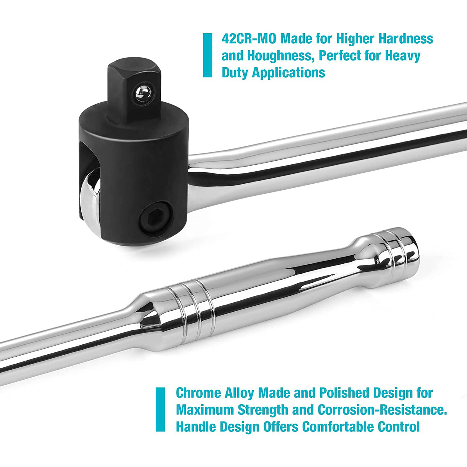 DURATECH Heavy Duty Breaker Bar 1/2'' Drive 24" Breaker Bars with 240° Flex Head