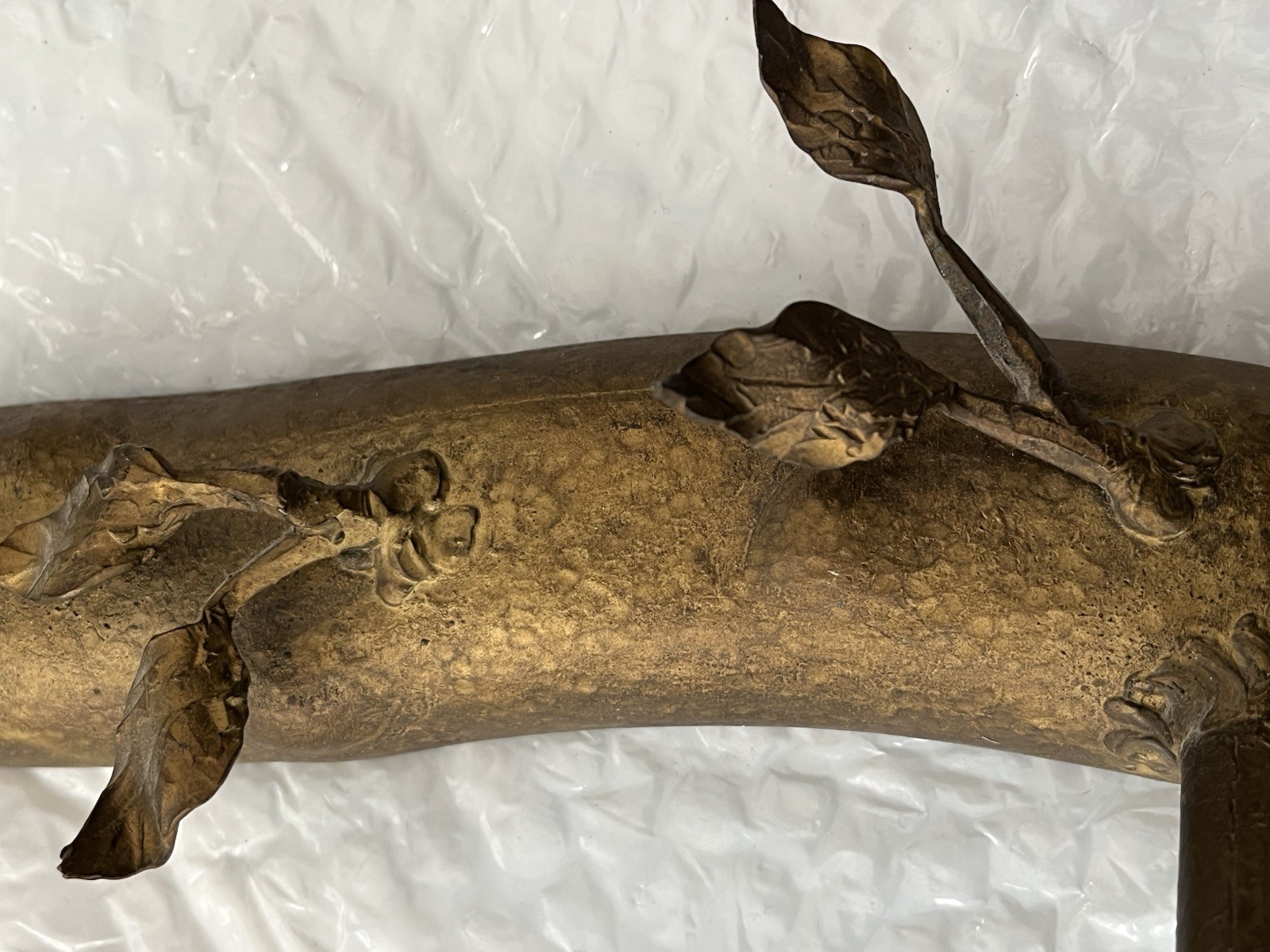 Vintage Pair Solid Bronze Gilt Magical Mystic Forest Wall Candle Holder Sconces