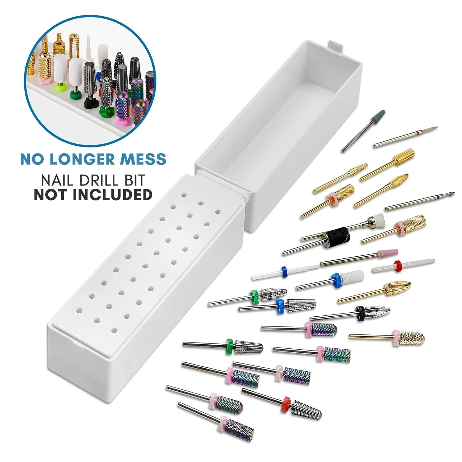 Nail Drill Bits Holder,Dustproof Stand Displayer Organizer Container Case 30 ...