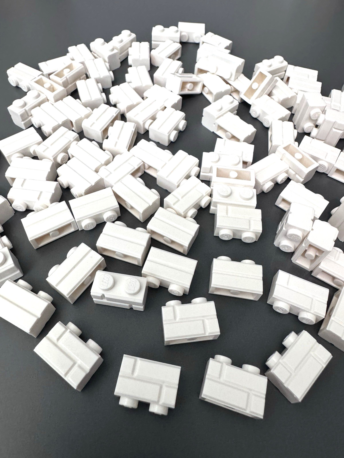 100 ~ BRAND NEW LEGO 1x2 WHITE BRICK WALL MASONRY CASTLE STONE PROFILE LOT