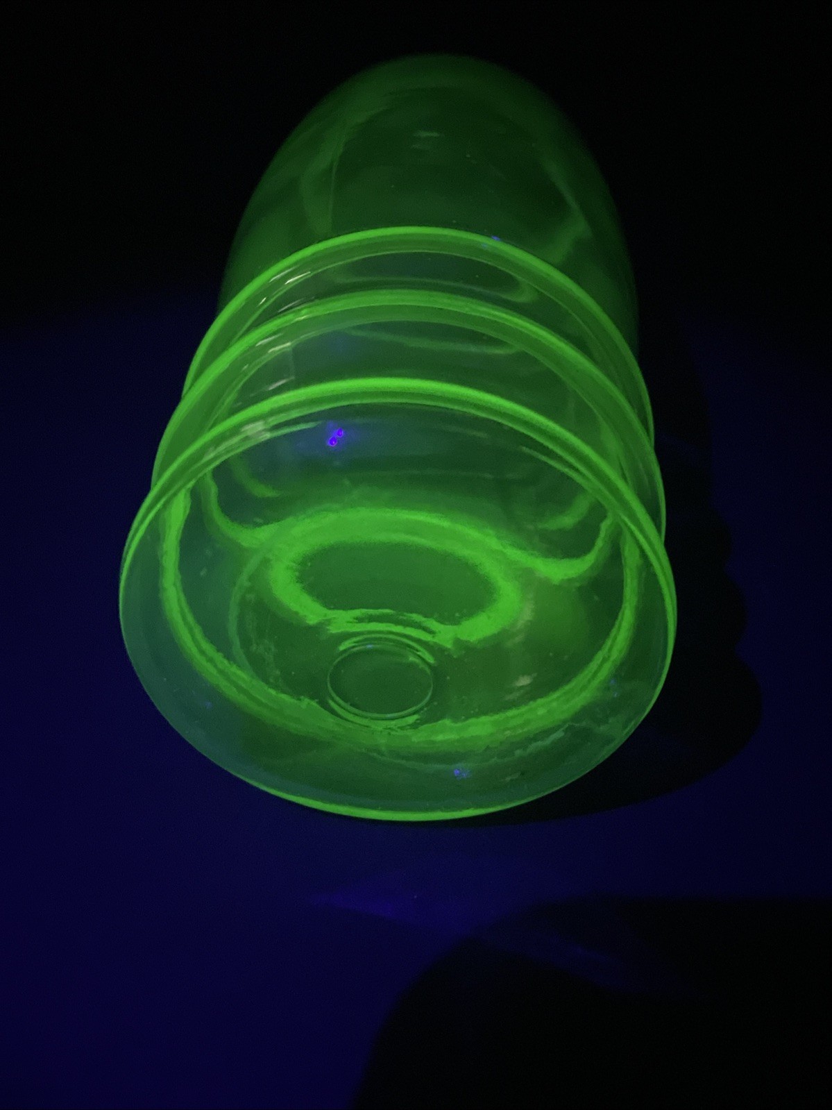 Vintage Green Uranium Glass Martini/Cocktail Shaker With Lids 11 Inches