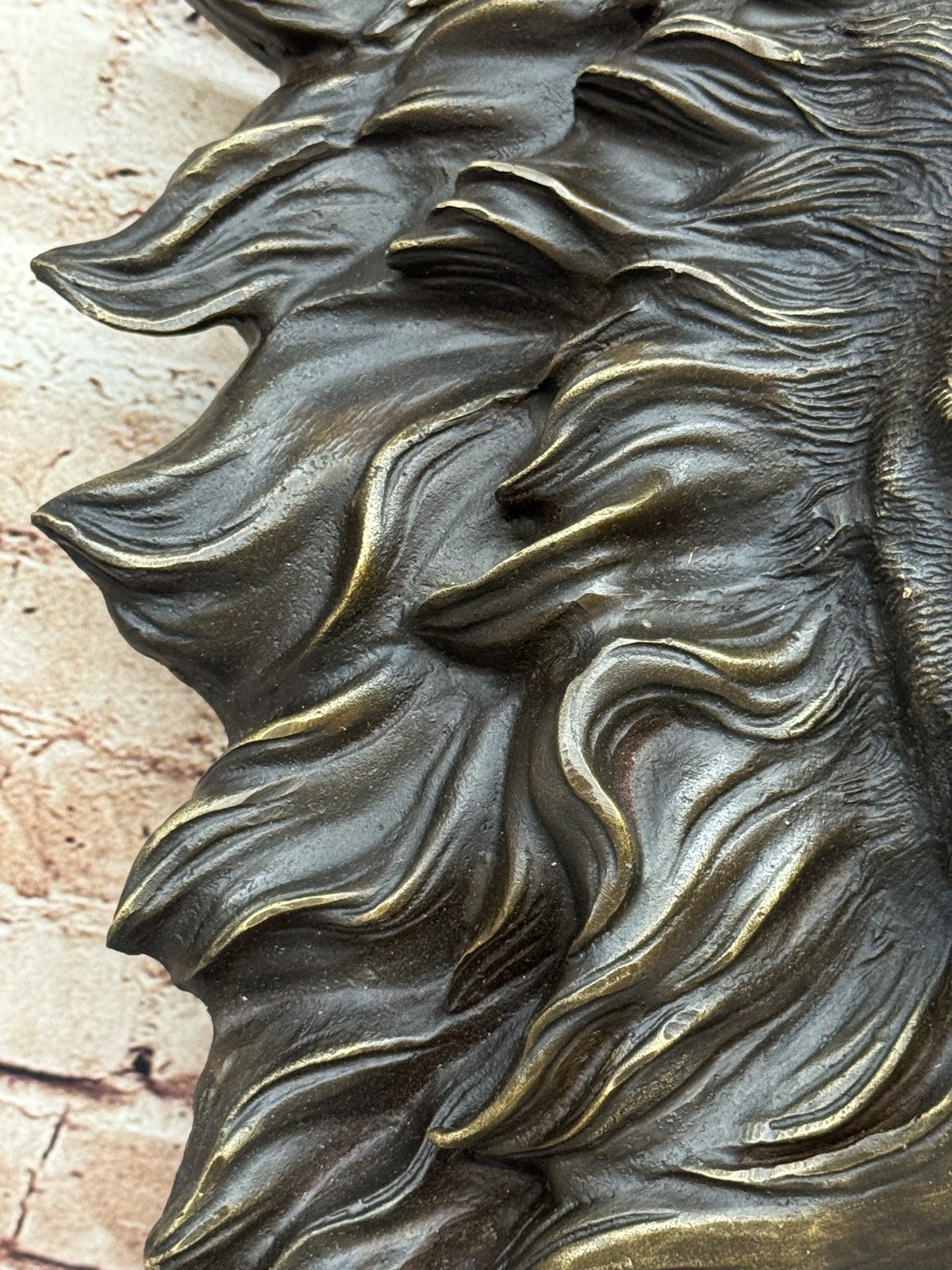 Wall Mounted Hanging Lion Head Bust Sculpture Decor Signed Original Milo 18"