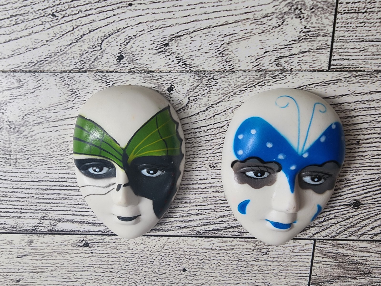 Vintage HARLEQUIN Face Mask Magnets Fridge Clown Asuka ART DECO 2"