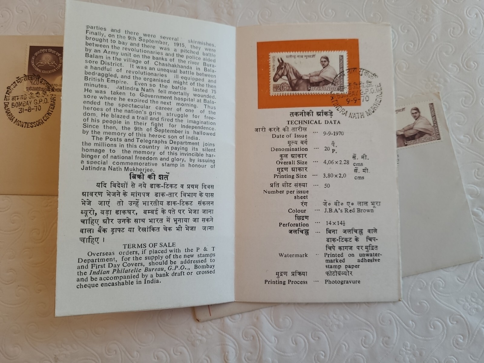 APC 1645 India Philatelic Covers with country writeup of the stamps