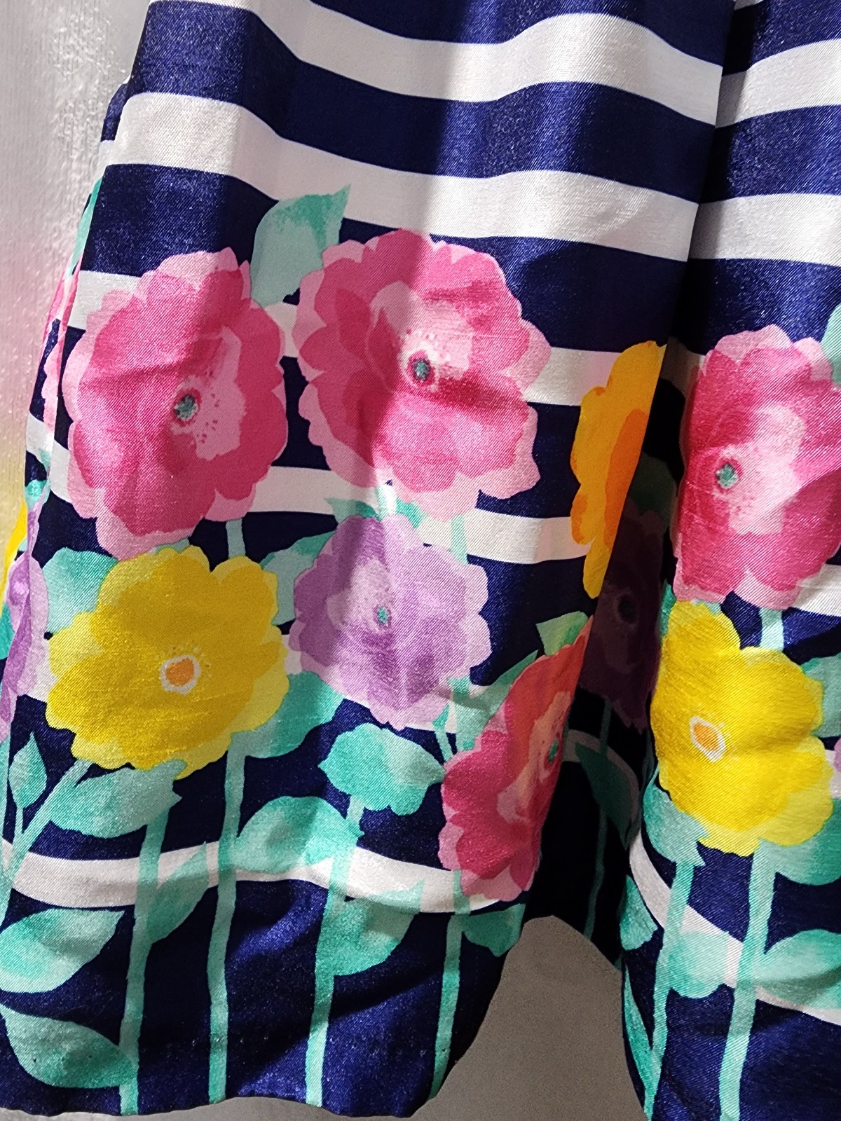 George girls 10 Blue and white striped/polka dot/floral sleeveless dress.