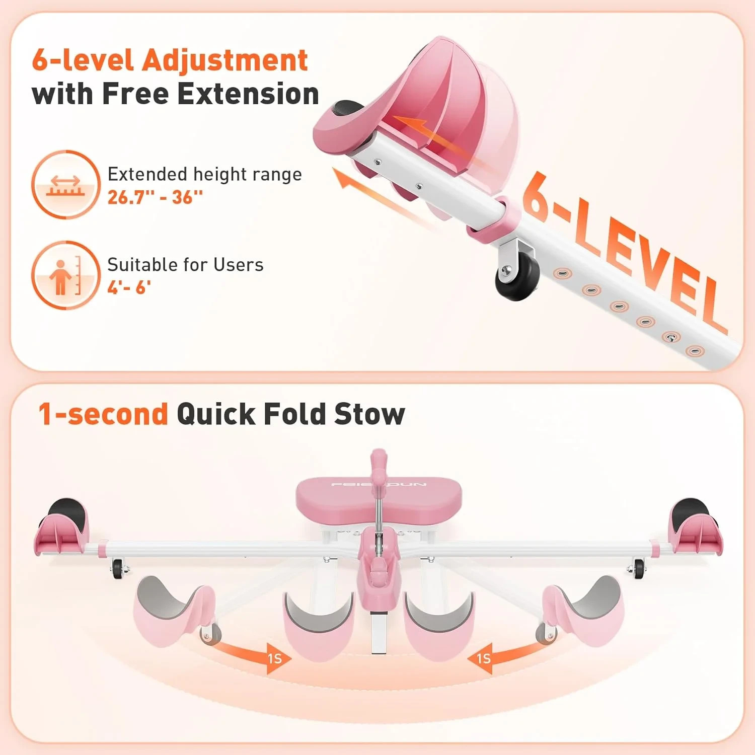 Adjustable Leg Stretcher Machine with 6-Level Inclination System 330lbs Capacity