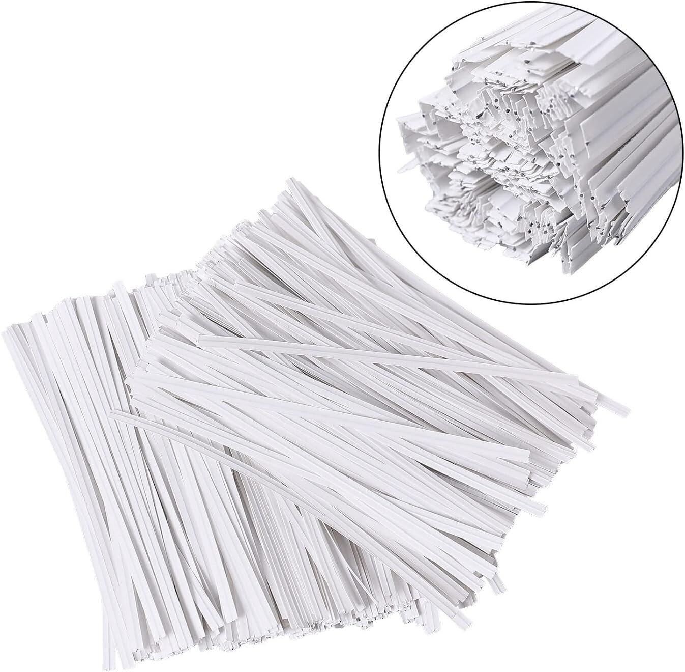 500 Pcs White Paper Twist Ties Reusable Bread Ties for Candy