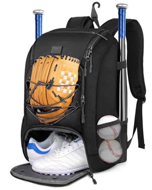 Baseball Backpack Softball Bat Bag With Shoes Compartment Lightweight For