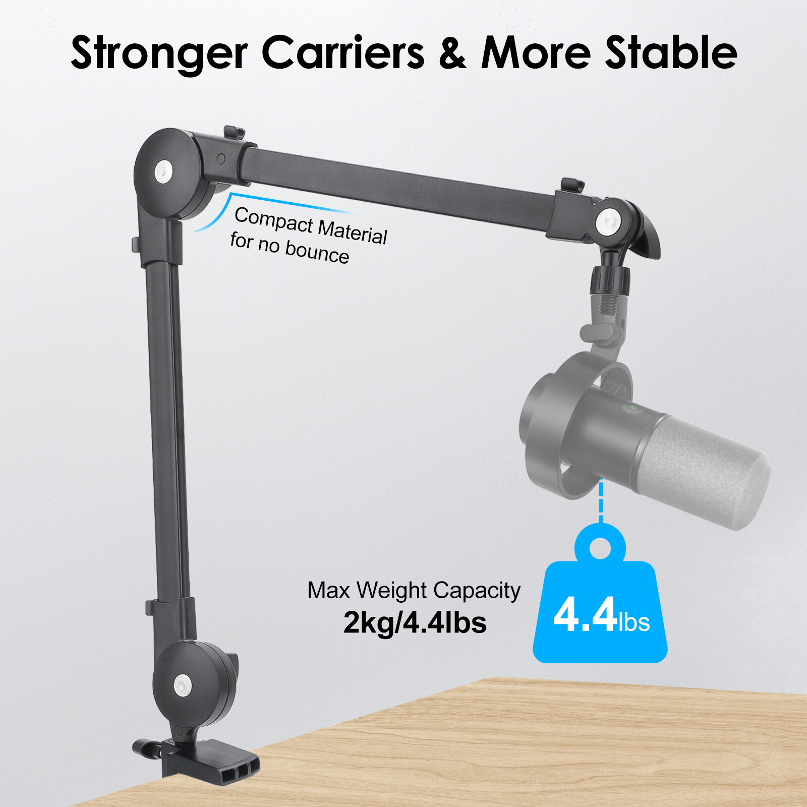 Microphone Boom Arm with Desk Mount 360° Rotatable Adjustable Studio Mic Stand