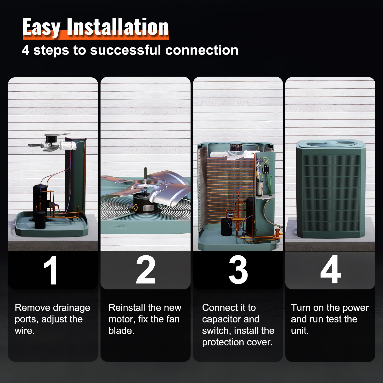 VEVOR Condenser Fan Motor 1/5HP 1075RPM 1.3A 208-230V K55HXJKL-2918 51-23055-11