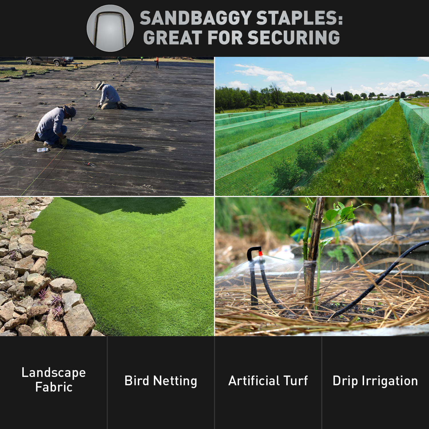 Sandbaggy 8 GAUGE Landscape Staples - 40% Thicker - SOD Staples Garden Stakes