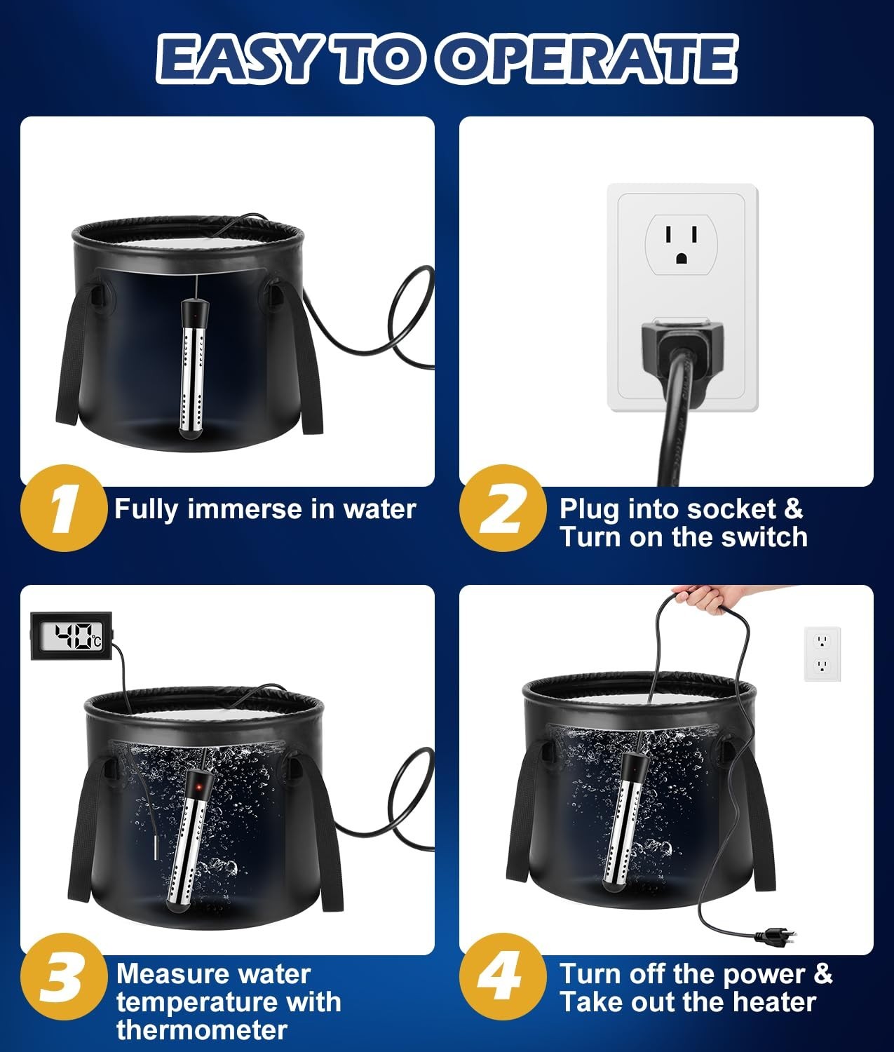 2026 Upgraded Portable Shower with Heater,5 Gal Foldable Bucket,LED Display