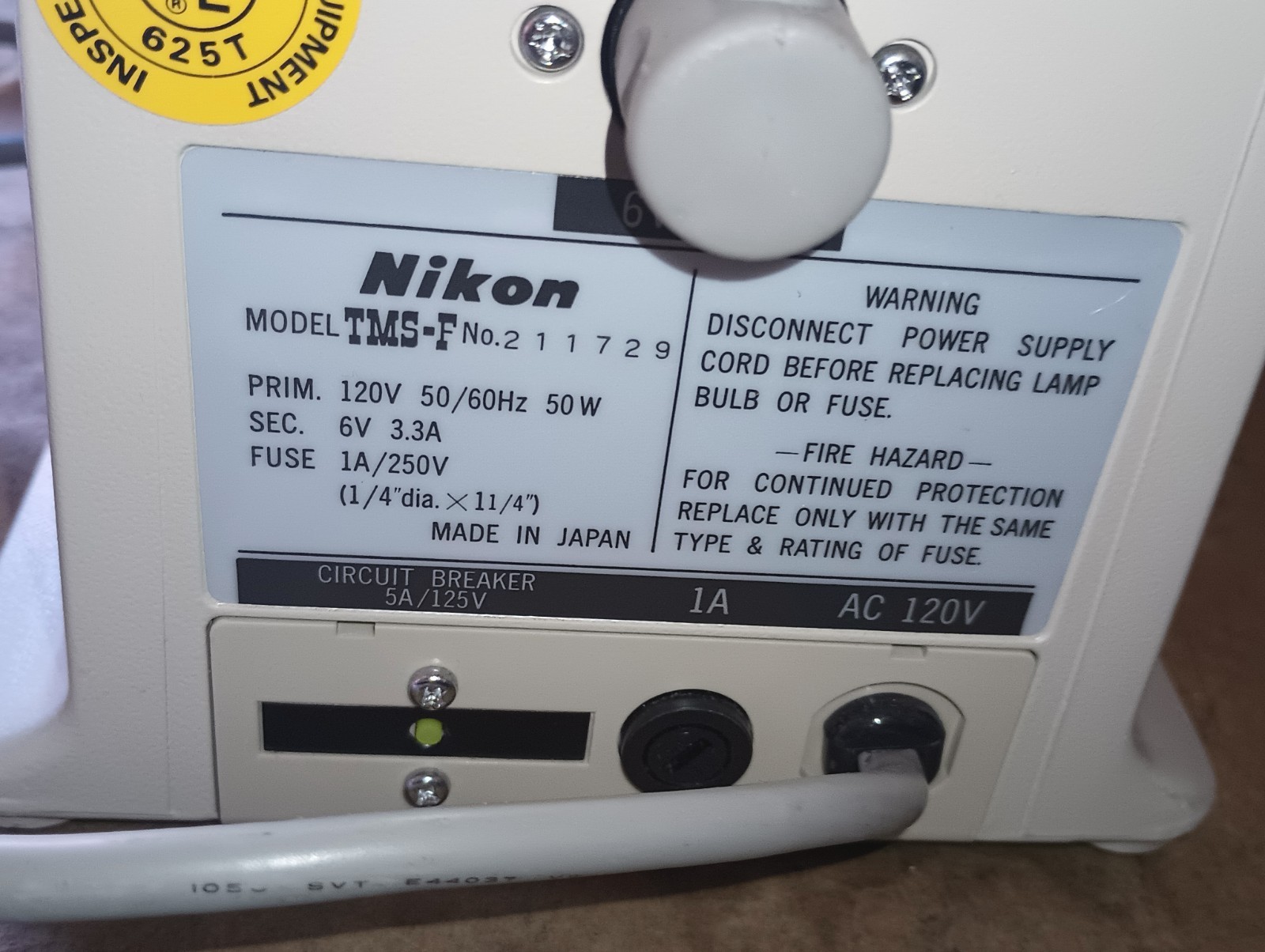 Nikon TMS-F Inverted Microscope, Working But Arm Snapped