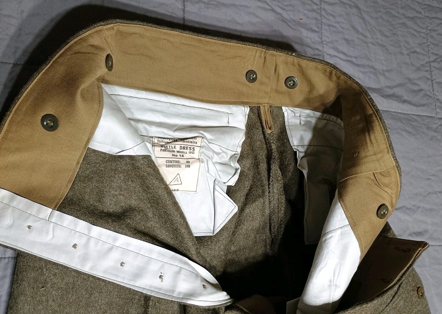 VTG French Army Green Wool Field Pants 1953 Francois Heynen Vestimentaire No 14