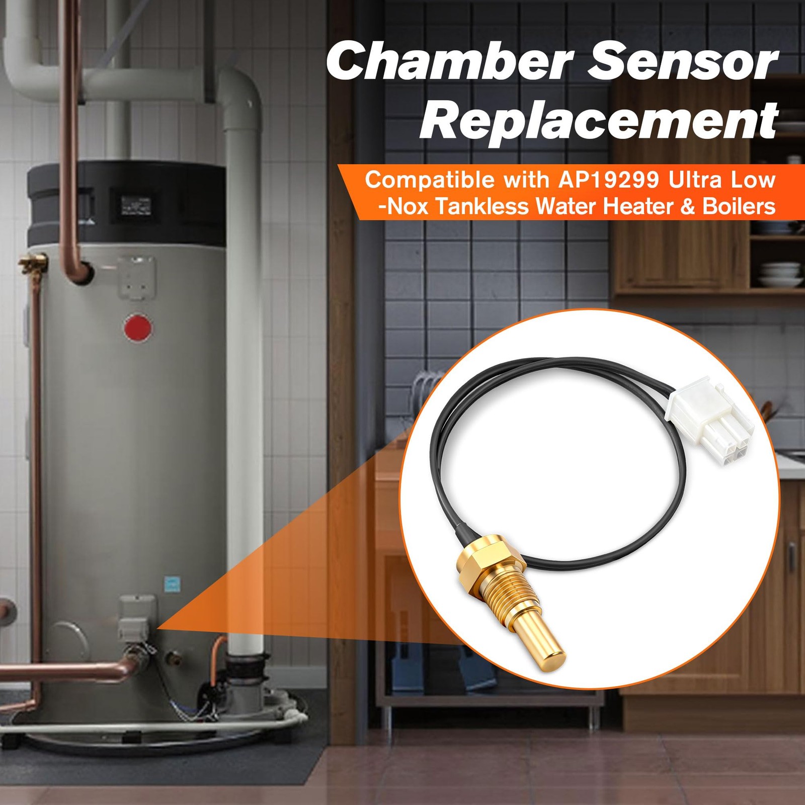 Water Heater Chamber Sensor Thermistor Replacement for Rheem Tankless AP19299
