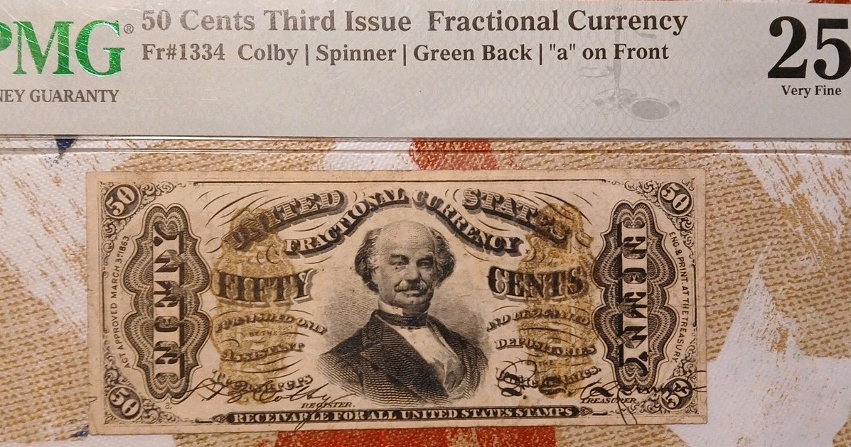 Colby/Spinner Fractional 1864 Union Currency 50c Civil War Third Issue PMG 25