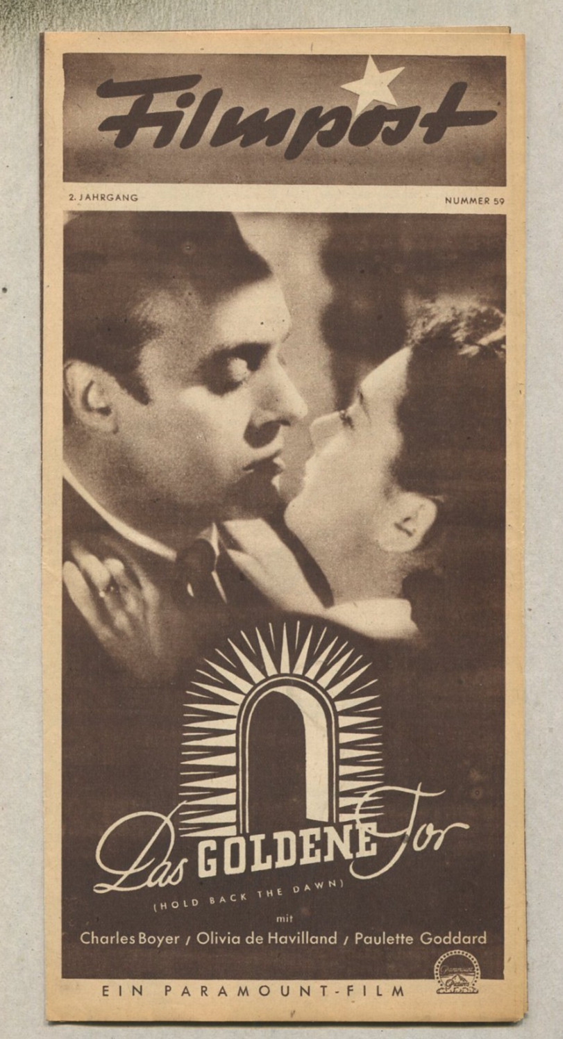 Hold Back The Dawn 1941 Olivia de Havilland ORIGINAL VINTAGE GERMAN FILM PROGRAM