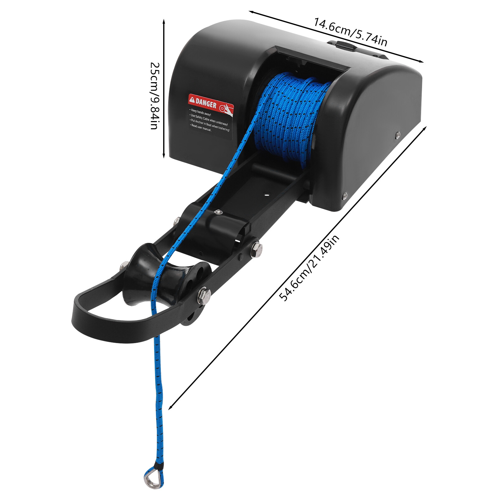 35 Lbs Boat Saltwater Electric Anchor Winch With Wireless Remote Control Black